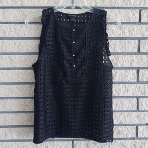 Banana Republic Black Eyelet Lace Sleeveless Top